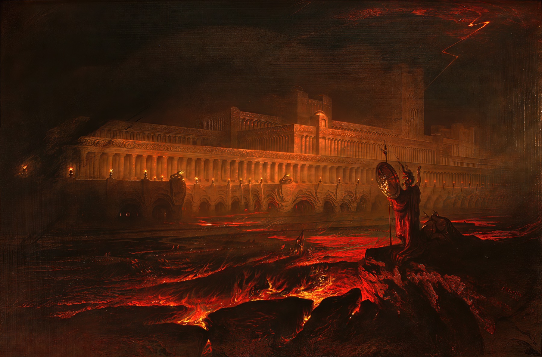 Annotated details from Pandemonium by John Martin